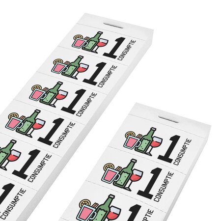 Consumptiebon full colour met drank iconen op strips - per 1000 bonnen
