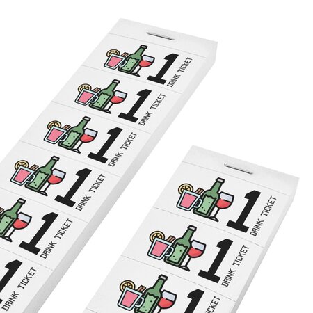 Consumptiebon full colour met drank iconen Engelstalig op strips - per 1000 bonnen