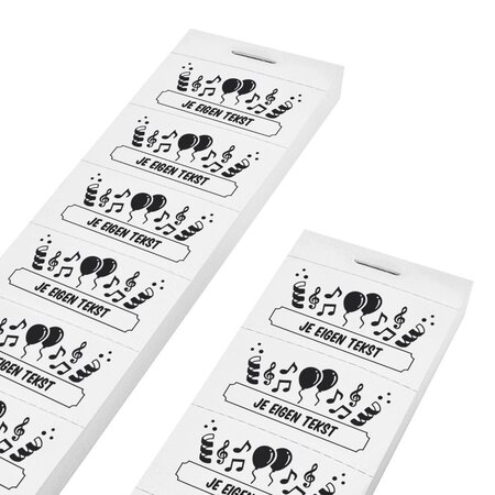 Consumptiebonnen in feest thema bedrukken met 1 regel eigen tekst - per 1000 bonnen