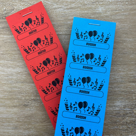 Consumptiebonnen in feest thema bedrukken met 1 regel eigen tekst - per 1000 bonnen