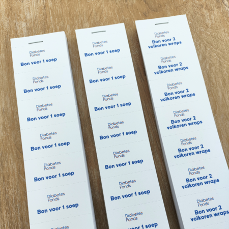 Consumptiebonnen maken met eigen logo full colour op strips - per 1000 bonnen