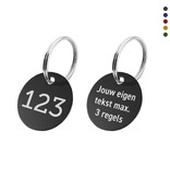 CombiCraft Aluminium sleutellabel met dubbelzijdige gravering van nummer en tekst - per stuk
