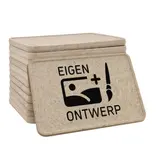 Bedrukte rechthoek munten houtvezel 50x35mm - 100 stuks