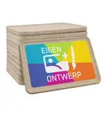 Bedrukte rechthoek munten houtvezel 50x35mm - 100 stuks