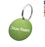 Aluminium sleutellabel Ø 35mm met naam - per 1 stuk