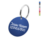 Aluminium sleutellabel Ø 35mm met naam en telefoonnummer - per 1 stuk