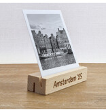Houten fotohouder 100x30mm met tekst - per stuk