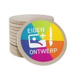 Houten munten Ø50mm met jouw eigen ontwerp - per 100 stuks