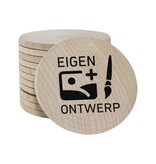 Houten munten Ø50mm met jouw eigen ontwerp - per 100 stuks