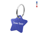 Aluminium sleutellabel ster 27x27mm met tekst - per 1 stuk