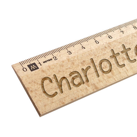 Houten liniaal 30cm gegraveerd met naam - per stuk