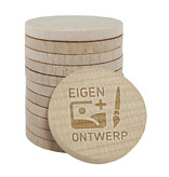 Houten munten met eigen gravering Ø29mm - per 100 stuks