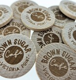 Houten munten met eigen gravering Ø29mm - per 100 stuks