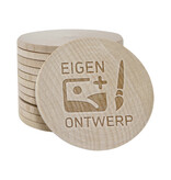 Houten munten met eigen gravering Ø50mm - per 100 stuks