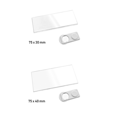 Blanco transparante naambadge Plano kunststof met brochespeld vanaf 10 stuks - per stuk