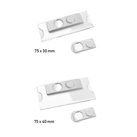 Blanco transparante naambadge Plano kunststof met brochespeld vanaf 10 stuks - per stuk