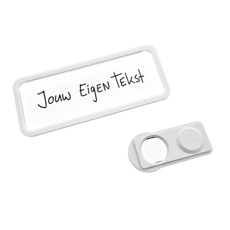 CombiCraft Blanco Office naambadge kunststof met brochespeld wit vanaf 10 stuks - per stuk