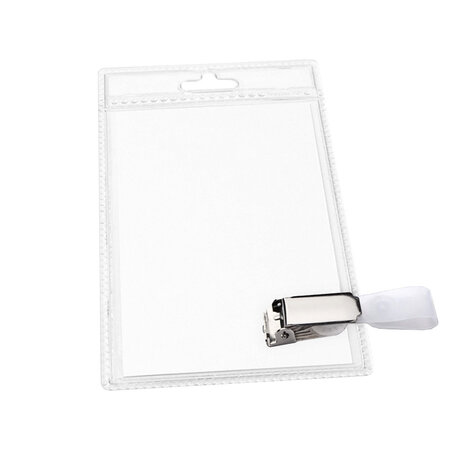 Blanco transparante badge houder met clip 65x110mm vanaf 20 stuks - per stuk