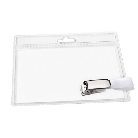 CombiCraft Blanco transparante badgehouder met clip 95x75mm vanaf 20 stuks - per stuk
