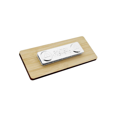 Blanco bamboe naambadge 72x30mm met magneet - per 1 stuk