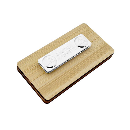 Blanco bamboe naambadge 72x38mm met venster en magneet - per 1 stuk