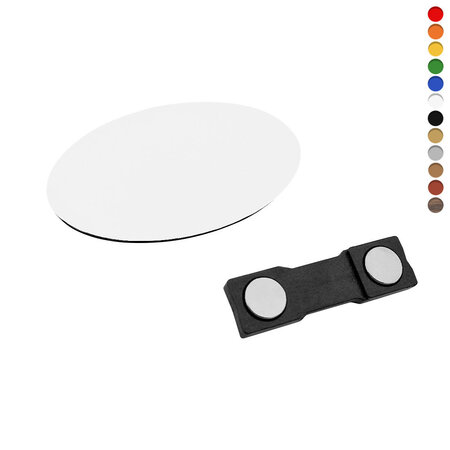 Blanco naambadge plastic 65x35mm ovaal - per 1 stuk