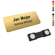 Kunststof naambadge met tekst 72x30mm - per stuk