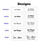 Kunststof naambadge met tekst gravering 72x30mm - per 1 stuk