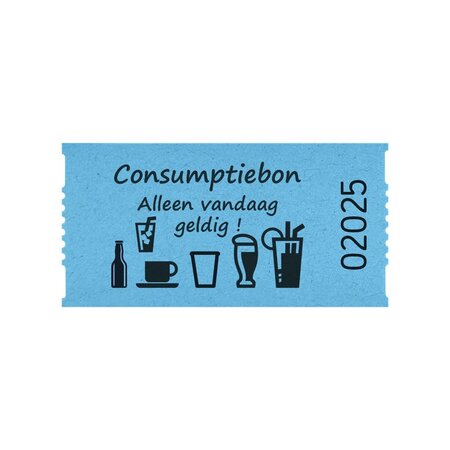 Consumptiebon op rol 57x30mm met tekst 'Alleen vandaag geldig' - per 1000 bonnen