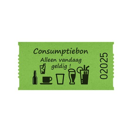 Consumptiebon op rol 57x30mm met tekst 'Alleen vandaag geldig' - per 1000 bonnen
