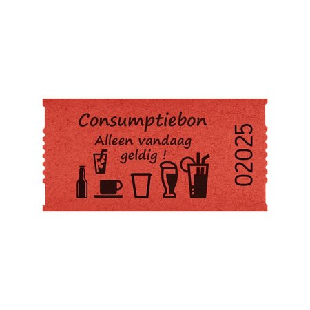 Consumptiebon op rol 57x30mm met tekst 'Alleen vandaag geldig' - per 1000 bonnen