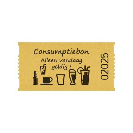 Consumptiebon op rol 57x30mm met tekst 'Alleen vandaag geldig' - per 1000 bonnen