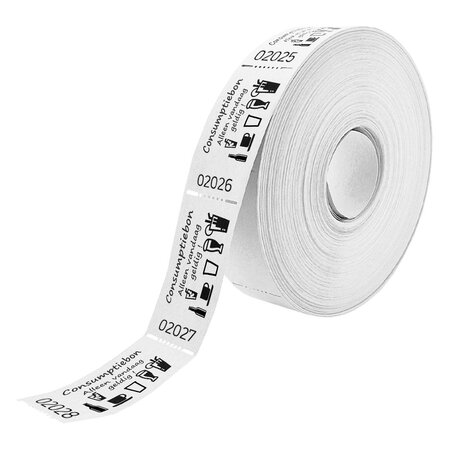 Consumptiebon op rol 57x30mm met tekst 'Alleen vandaag geldig' - per 1000 bonnen
