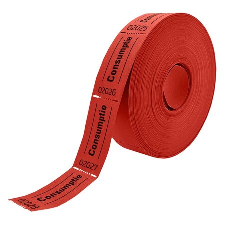 Consumptiebonnen op rol 57x30mm met tekst consumptie - per 1000 bonnen