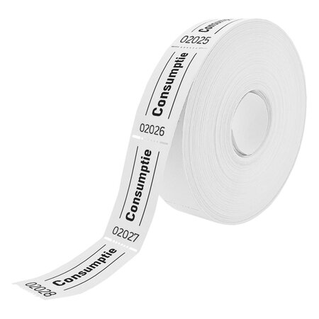 Consumptiebonnen op rol 57x30mm met tekst consumptie - per 1000 bonnen