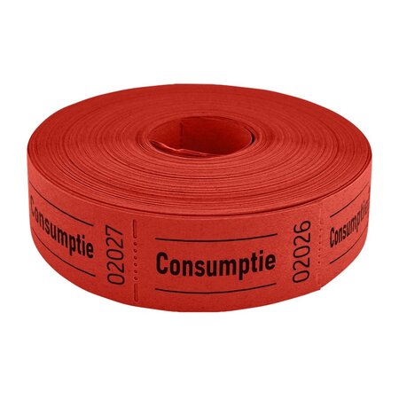 Consumptiebonnen op rol 57x30mm met tekst consumptie - per 1000 bonnen