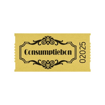 CombiCraft Consumptiebonnen op rol 57x30mm met tekst consumptie in vintage uitvoering - per 1000 bonnen