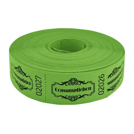 Consumptiebonnen op rol 57x30mm met tekst consumptie in vintage uitvoering - per 1000 bonnen