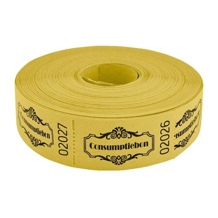 CombiCraft Consumptiebonnen op rol 57x30mm met tekst consumptie in vintage uitvoering - per 1000 bonnen