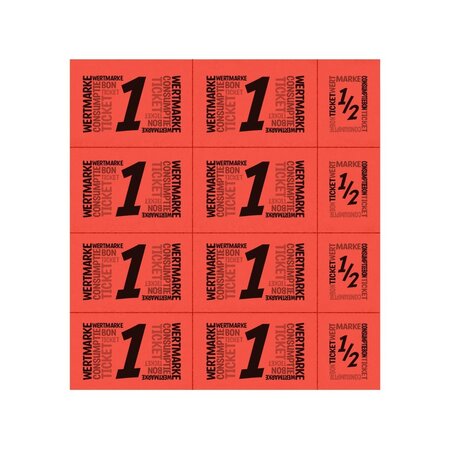 Consumptiekaart met hele en halve consumpties zwarte druk 10 consumpties - per 50 kaarten