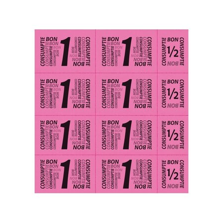 Consumptiekaart met hele en halve consumpties zwarte druk 10 consumpties - per 50 kaarten