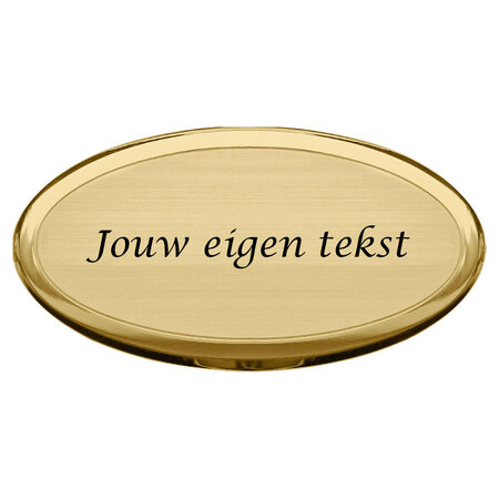 Messing naambordje Ovalia met eigen regels tekst - per 1 stuk