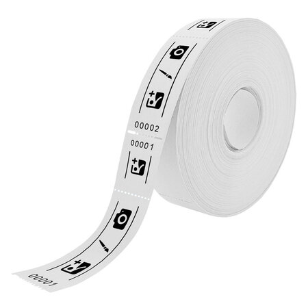 Entreebewijs op rol 114x30mm met rechte afscheurstrook - per 1000 bonnen