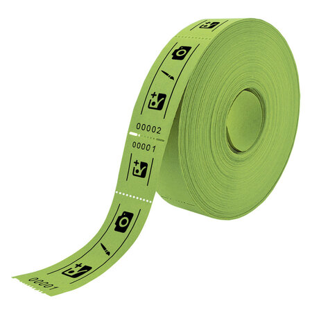 Entreebewijs op rol 114x30mm met rechte afscheurstrook - per 1000 bonnen