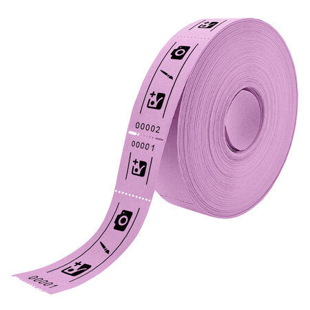 Entreebewijs op rol 114x30mm met rechte afscheurstrook - per 1000 bonnen