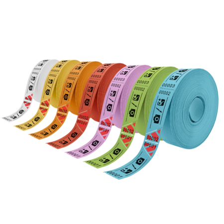 Entreebewijs op rol 80x30 mm met schuine afscheurstrook - per 1000 bonnen