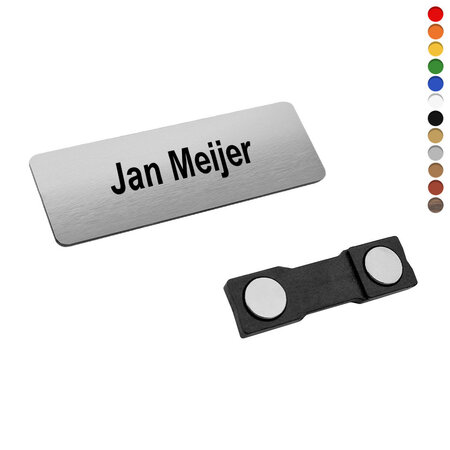Plastic naambadge met jouw tekst 70x20mm - per 1 stuk