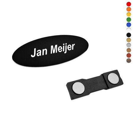 Plastic naambadge met jouw tekst 65x25mm - per 1 stuk