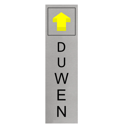Staand aluminium deurbordje duwen 165 x 45 mm - per 1 stuk