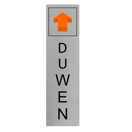 Staand aluminium deurbordje duwen 165 x 45 mm - per 1 stuk